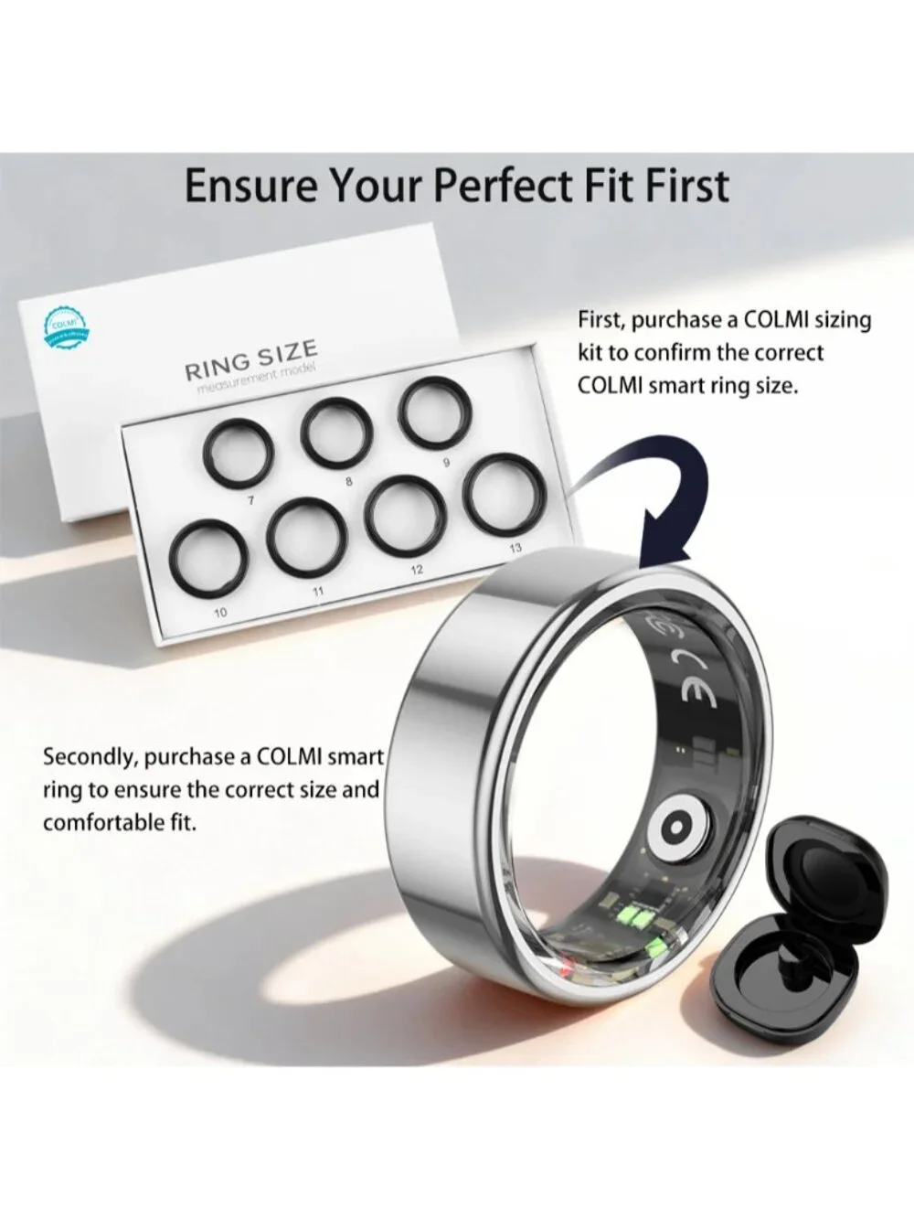 COLMI Smart Ring Sizing Kit Finger Measure Tool Size 6-12 Fitness Tracker Sizer
